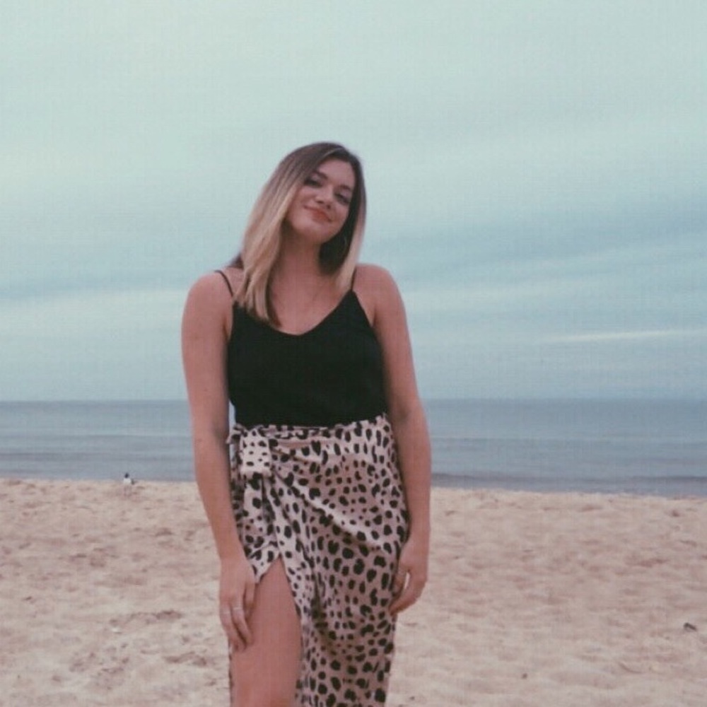 Satin cheetah print wrap skirt